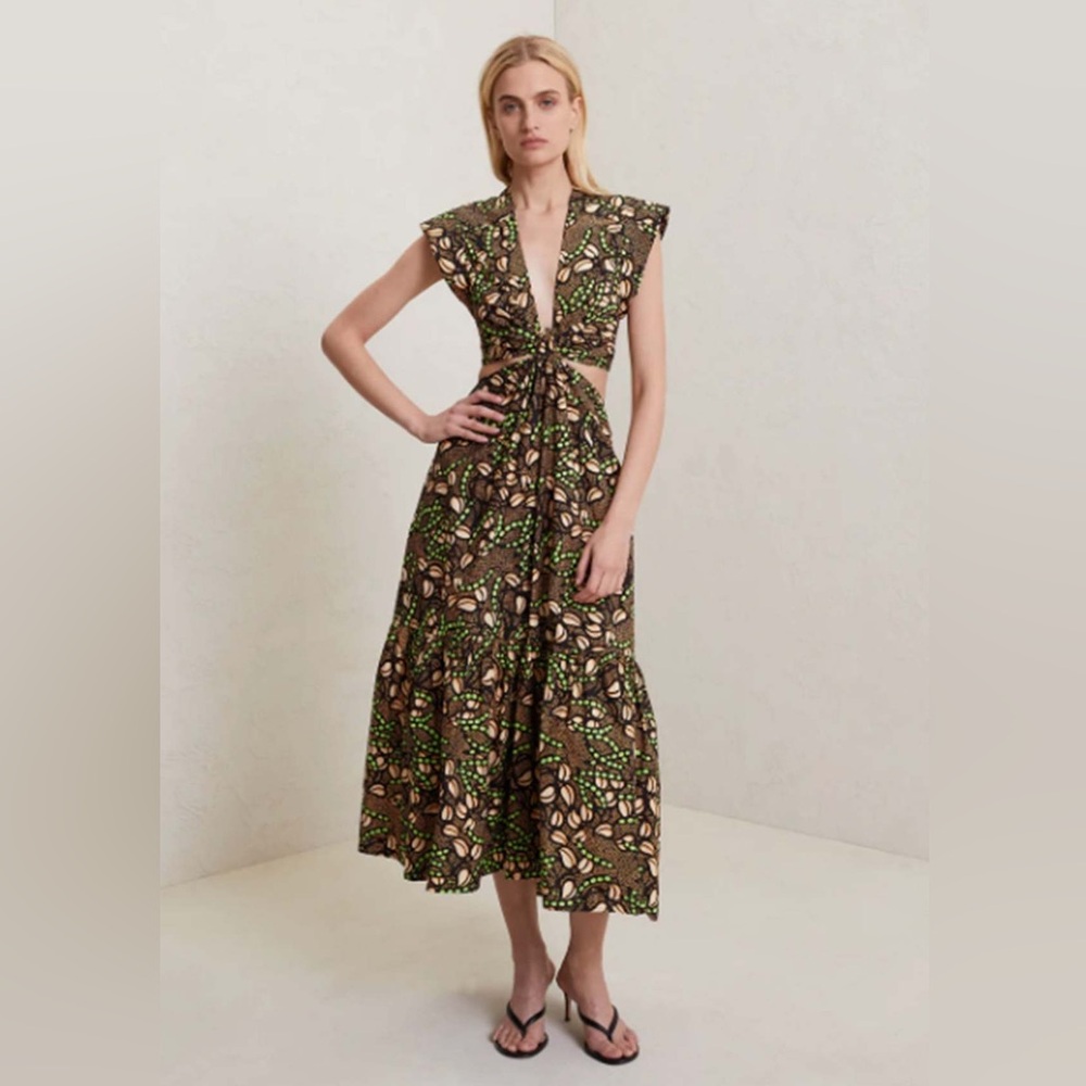 ALC Alexandria Dress/ green black printed cut out dress/ Revolve